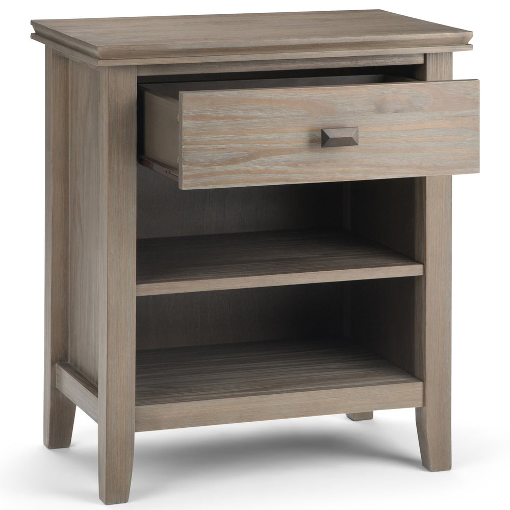 English Elm Artisan Distressed Grey Bedside Table - Handcrafted Elegance With Ample Storage For Any Room B136P158107
