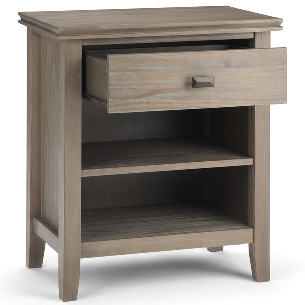 English Elm Artisan Distressed Grey Bedside Table - Handcrafted Elegance With Ample Storage For Any Room B136P158107