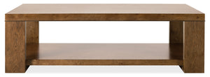 Hooker Furniture Melange Mulholland Oak Coffee Table with Open Shelf and Bronze Accents for Living Rooms 30.00L x 60.00W x 18.00H 628-80605-82