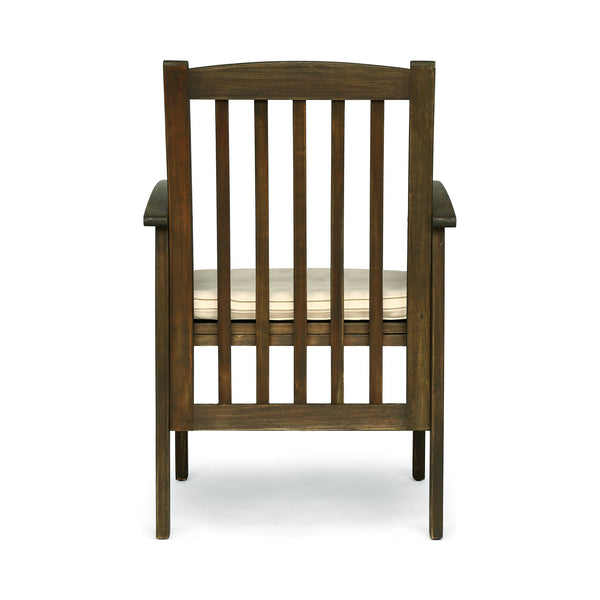 English Elm Christopher Knight Home® - CASA Acacia Dining Chair Set with Water-Resistant Cushions, Durable Solid Wood Patio Seating, Stylish Slat Design Grey+Cream 61720.00GCRM