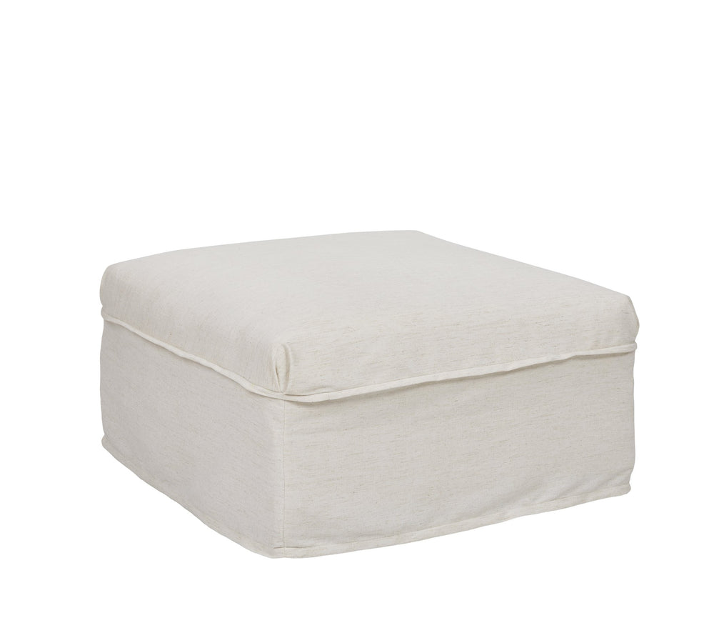 A.R.T. Furniture Alias Ottoman - Transitional Design With Light Oak Finish, Slipcover In Vanilla, Perfect For Seating & Style White Slipcover In A Polyester,Linen Blend Fabric,In A Vanilla Coloration 761504-5302