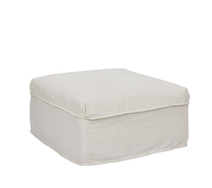 A.R.T. Furniture Alias Ottoman - Transitional Design With Light Oak Finish, Slipcover In Vanilla, Perfect For Seating & Style White Slipcover In A Polyester,Linen Blend Fabric,In A Vanilla Coloration 761504-5302