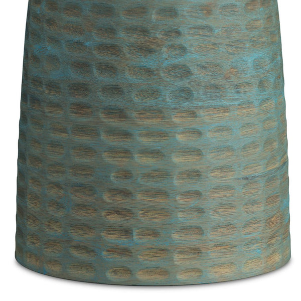 English Elm Boyd 13-Inch Solid Mango Accent Table In Handcrafted Teal Wash - Chic, Durable Design For Any Space B136P158434
