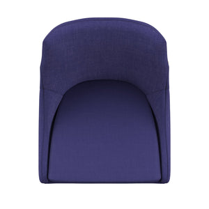 Homelegance By Top-Line Arnet Oak Barrel Back Linen Upholstered Dining Chairs (Set of 2) Blue Rubberwood