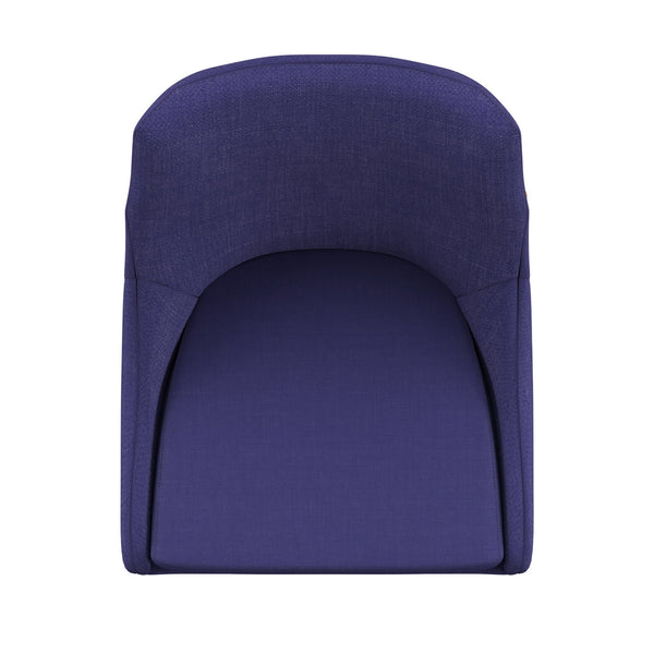 Homelegance By Top-Line Arnet Oak Barrel Back Linen Upholstered Dining Chairs (Set of 2) Blue Rubberwood