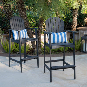 English Elm Outdoor Solid Acacia Wood Adirondack Barstools Set of 2 for Patio Deck Entertaining 61680.00DGRY