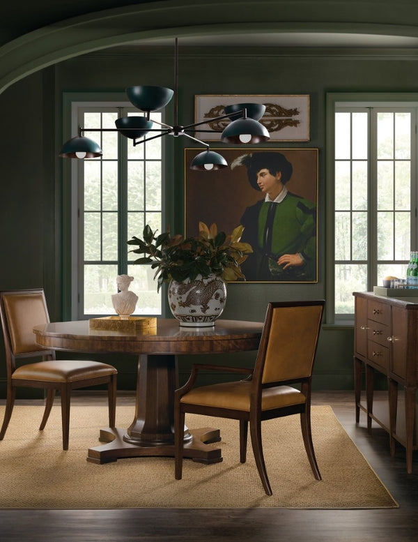 Hooker Furniture Archives Leather Side Chair — Dark Blond Semi-Aniline Upholstery, Classic Walnut Frame, Tailored Comfort And Timeless Dining Elegance 6123-75710-89