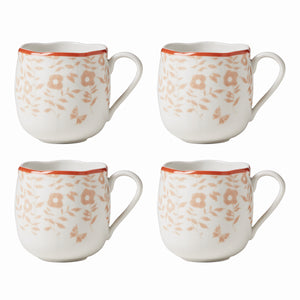 Lenox Butterfly Meadow Cottage Mugs, Set of 4 Multi, ORANGE PORCELAIN 894280