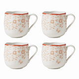 Butterfly Meadow Cottage Mugs - Porcelain Set of 4, Dishwasher & Microwave Safe