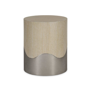 Bernhardt Bernhardt Solaria Accent Table With Wave Aluminum Base, Quartered Oak Dune Finish, Rustic Modern Chic 310113