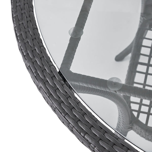 English Elm San Pico Round Outdoor Bistro Table Pe Wicker Iron Frame Glass Top Patio 56225.00TBL
