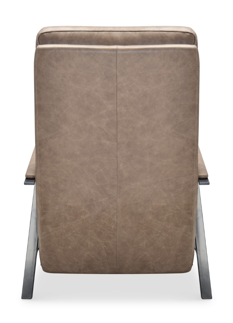 Hooker Furniture Elixir Semi-Aniline Leather Power Recliner With Usb, Channeled Back & Gunmetal Frame For Modern Rooms Brown RC425-PH-084