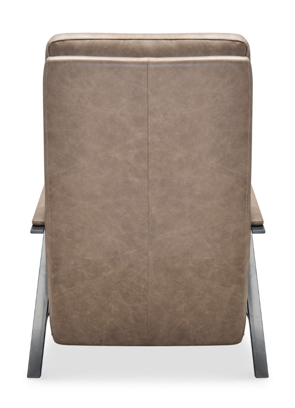 Hooker Furniture Elixir Semi-Aniline Leather Power Recliner With Usb, Channeled Back & Gunmetal Frame For Modern Rooms Brown RC425-PH-084