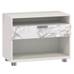 Bernhardt Bernhardt Stratum Nightstand With Arabescato Stone Drawer, Soft-Close, Usb Charging & Polished Nickel Finish 325231