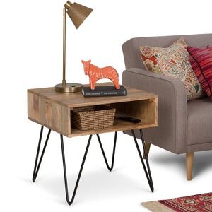 English Elm Hunter End Table - Handcrafted Solid Mango Wood With Industrial Metal Legs - Versatile Accent Piece B136P158731