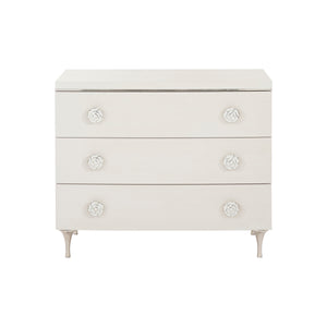 Bernhardt Bernhardt Silhouette Eggshell Nightstand With 3 Soft-Closing Drawers, Polished Stainless Accents 307234