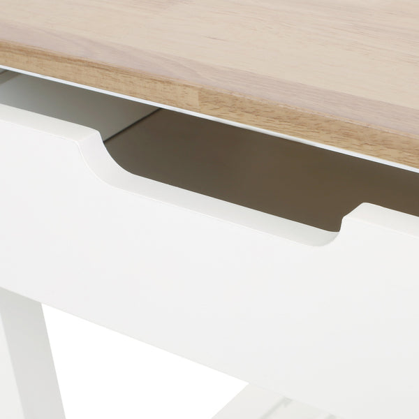 English Elm Christopher Knight Home® - Rolling Kitchen Island with Drawer & Cabinet on Locking Casters, Rubberwood Top, Compact White Design 67753.00NATWHT