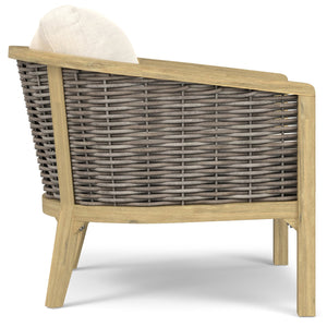 English Elm Parkside Handwoven Outdoor Conversation Chairs Set of 2 - Natural Beige Acacia Wood, Weather‑Resistant Cushions B136P159363