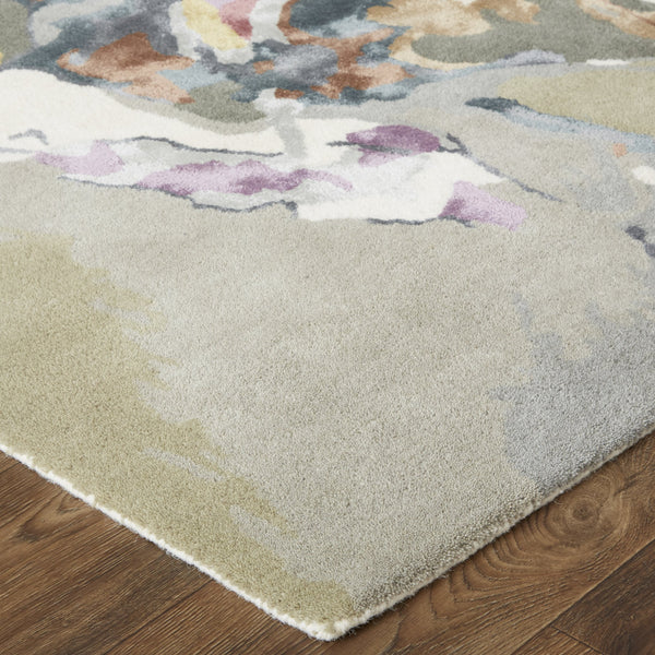 Feizy Rugs Dafney Hand-tufted Floral & Botanical Rug - Whimsical Watercolor Design In Vivid Colors For Elegance Purple,Pink,Green Viscose,Wool Dfy8864fmlt000h00