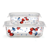 Kate Spade Cherry Dot Glass Storage Set, Snap-Lock Lids, Dishwasher Safe, 2-Piece