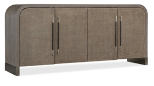 Hooker Furniture Modern Mood Buffet With Raffia-Wrapped Doors, Quartered Oak Veneers, Integrated Power & Soft-Close Storage Medium Brown 6850-75900-89