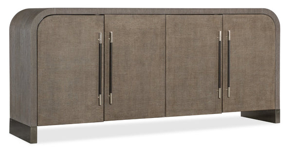 Hooker Furniture Modern Mood Buffet With Raffia-Wrapped Doors, Quartered Oak Veneers, Integrated Power & Soft-Close Storage Medium Brown 6850-75900-89