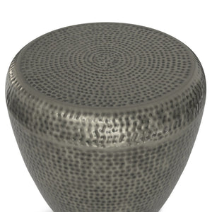 English Elm Preston - Handcrafted Antique Silver Metal Side Table With Drum Design For Chic Modern Interiors B136P159935-GIGA