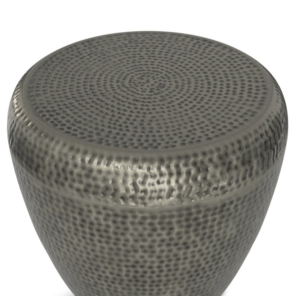 English Elm Preston - Handcrafted Antique Silver Metal Side Table With Drum Design For Chic Modern Interiors B136P159935-GIGA