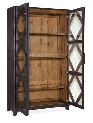 Hooker Furniture Big Sky Reclaimed-Style Display Cabinet With Seeded Glass, Soft-Close Doors, Adjustable Shelves & Lighting 6700-75906-98