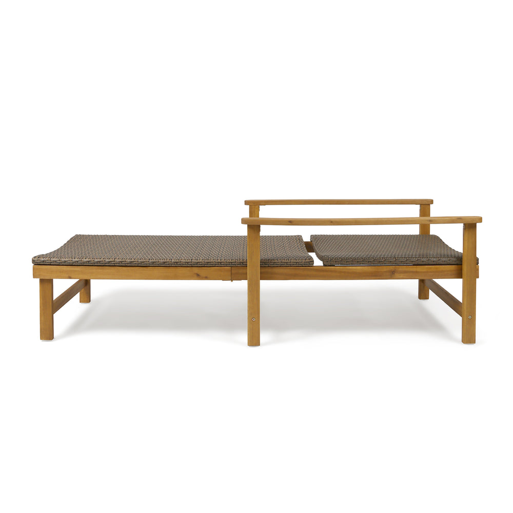 English Elm Christopher Knight Home® - Hampton Outdoor Wood & Wicker Chaise Lounge - Adjustable Comfort For Patios, Poolsides & Gardens 63763.00MCA