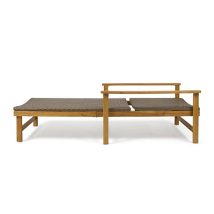 English Elm Christopher Knight Home® - Hampton Outdoor Wood & Wicker Chaise Lounge - Adjustable Comfort For Patios, Poolsides & Gardens 63763.00MCA