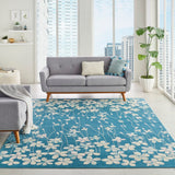 Nourison Tranquil TRA04 Machine Made Power-loomed No Border Indoor Only Contemporary  Rug Turquoise, Turquoise Blue 100% Polypropylene 99446484949