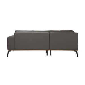 Porter Designs Porter Pietro Top Grain Leather Sectional In Charcoal - Elegant Italian Design With Comfort & Style Gray Leather 02-204-09l-2110-kit