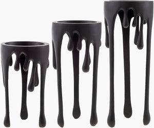 Surya Castellana Decorative Candleholder Set - Aluminum Elegance For Stunning Ambiance & Easy Care Black Aluminum Elc001-set