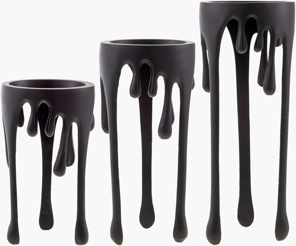 Surya Castellana Decorative Candleholder Set - Aluminum Elegance For Stunning Ambiance & Easy Care Black Aluminum Elc001-set