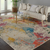 Nourison Celestial CES12 Machine Made Power-loomed Borderless Design Indoor Only Modern & Contemporary  Rug Ivory,Multicolor, Multicolor 100% Polypropylene 99446801043