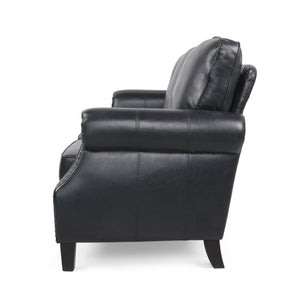 English Elm 3 Seater Pu Leather Sofa with Nailhead Trim Tapered Birch Legs for Modern Living 71405.00PUMDNT