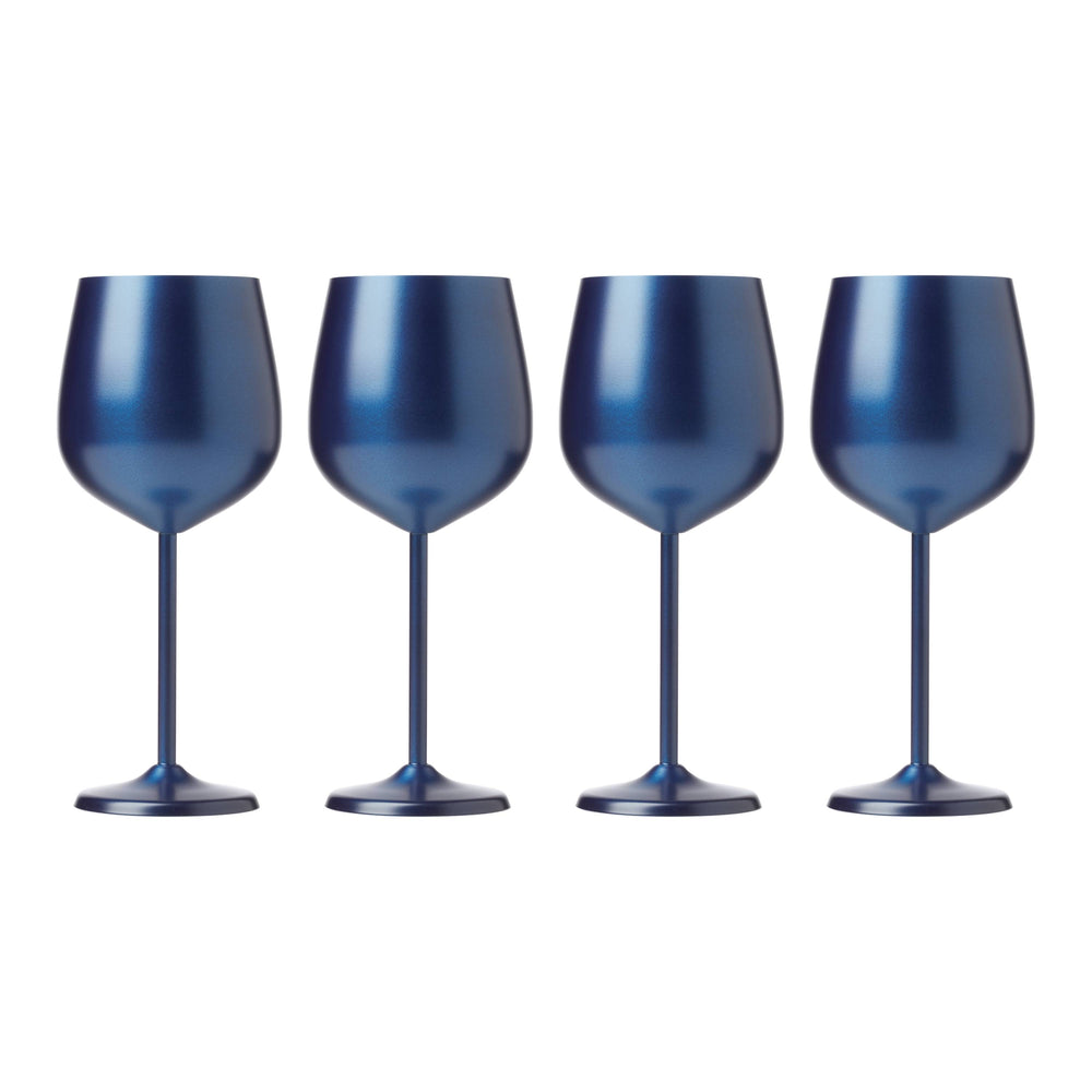 Lenox Cambridge 18 Oz Navy Stainless Steel White Wine Glasses, Set of 4 Blue, BLUE METAL EW003CBBLUDS