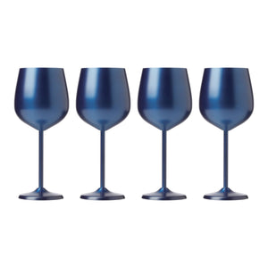 Lenox Cambridge 18 Oz Navy Stainless Steel White Wine Glasses, Set of 4 Blue, BLUE METAL EW003CBBLUDS