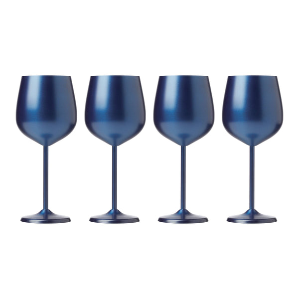 Lenox Cambridge 18 Oz Navy Stainless Steel White Wine Glasses, Set of 4 Blue, BLUE METAL EW003CBBLUDS