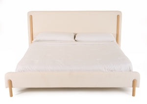 VIG Furniture Modrest Electra - Modern Ivory Fabric + Rubberwood Bed VGHM-F4091-1-BED