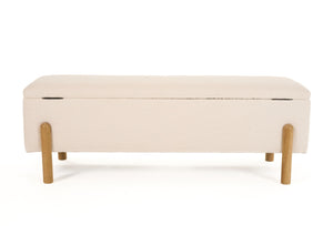 VIG Furniture Modrest Electra - Modern Ivory Fabric + Rubberwood Bench With Storage VGHM-F3030-IVY