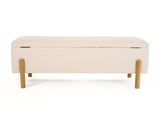 VIG Furniture Modrest Electra - Modern Ivory Fabric + Rubberwood Bench With Storage VGHM-F3030-IVY