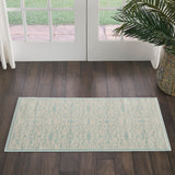 Nourison Jubilant JUB06 Machine Made Power-loomed Narrow Border Indoor Only Farmhouse Contemporary Rug Ivory Green, Aqua 100% Polypropylene 99446478238