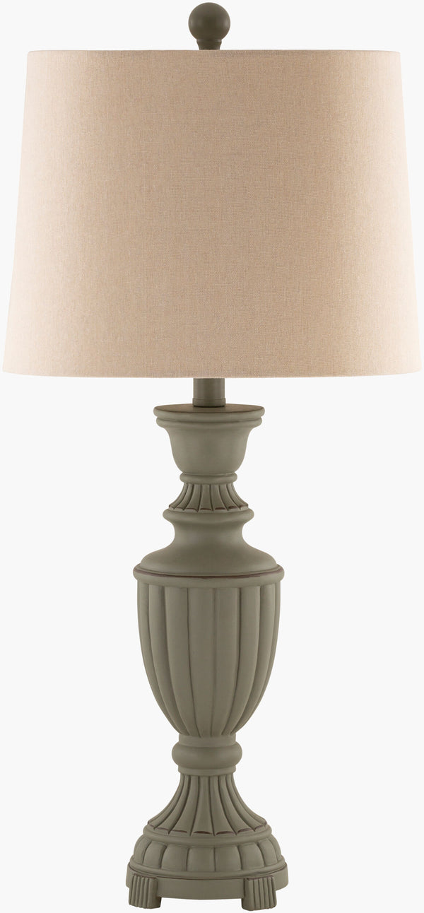 Surya Elgood 28" Elegant Accent Table Lamp - High-grade Resin Base, Linen Shade, Perfect For Any Decor! Body, Gray,Finial, Black,Harp, Metallic ,Brass,Cord, Translucent Resin,Linen,Polyester,Resin Elg-001