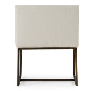 VIG Furniture Elijah Modern Upholstered Chair With Copper Antique Brass Legs — Low Back, Squared Arms, Supportive Comfort Off-White Dining Chair VGVCB8363-WHT-DC