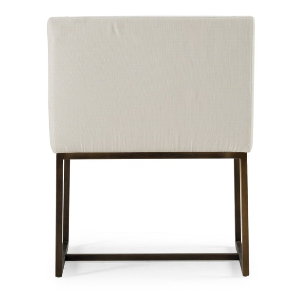 VIG Furniture Elijah Modern Upholstered Chair With Copper Antique Brass Legs — Low Back, Squared Arms, Supportive Comfort Off-White Dining Chair VGVCB8363-WHT-DC
