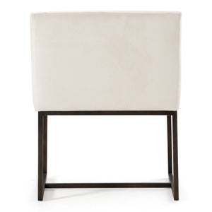 VIG Furniture Elijah Modern Upholstered Chair With Copper Antique Brass Legs — Low Back, Squared Arms, Supportive Comfort Beige Dining Chair VGVCB8363-BEI-DC