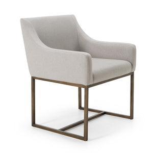 VIG Furniture Elijah Modern Upholstered Chair With Copper Antique Brass Legs — Low Back, Squared Arms, Supportive Comfort Grey Dining Chair VGVCB8363-LGRY-DC