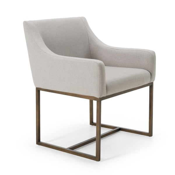 VIG Furniture Elijah Modern Upholstered Chair With Copper Antique Brass Legs — Low Back, Squared Arms, Supportive Comfort Grey Dining Chair VGVCB8363-LGRY-DC